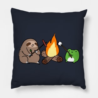 Campfire Sloth and Frog Pillow