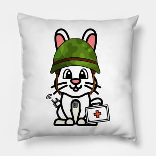 Funny white rabbit is a first aider Pillow