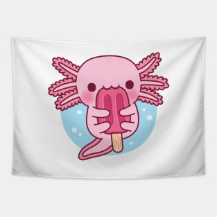 Cute Axolotl Eating Popsicle Ice Cream Tapestry