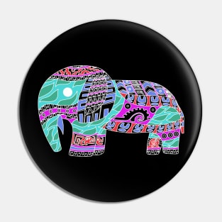 elephant in rainbow folk arts ecopop pattern Pin