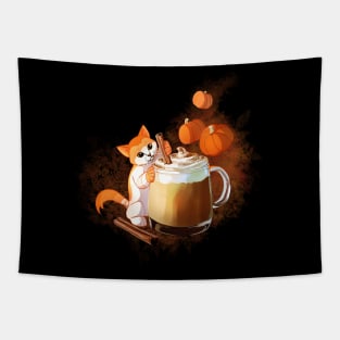 Pumpkin Spice Kitten Tapestry