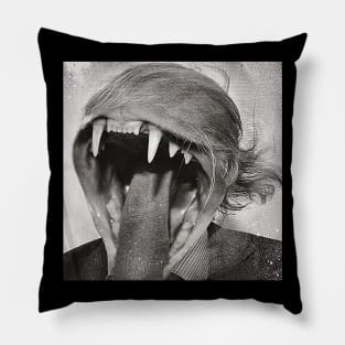 Original Surrealistic Grotesque Cat Face Design Pillow