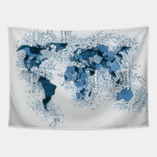 Vintage blue WORLD MAP for Geography Lovers Tapestry