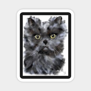 Black Furry Persian Cat Magnet