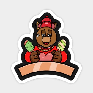 Bear Ice Creams Cartoon Mascot Magnet