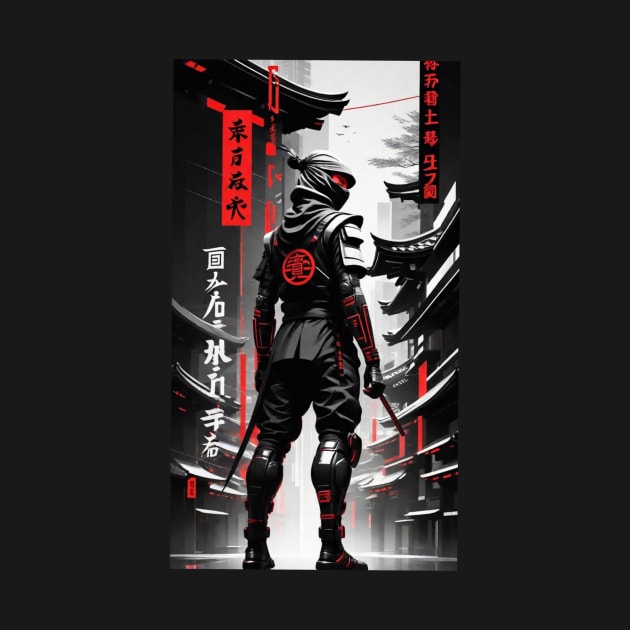 Japanese Ninja - Black and Red by pibstudio. 