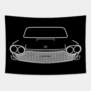 Austin 3 Litre 1960s British classic car white outline graphic Tapestry