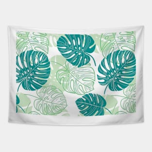 Monstera CIty Green Pattern Tapestry