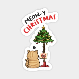 Meowy Christmas Funny Cat Christmas Tree Magnet