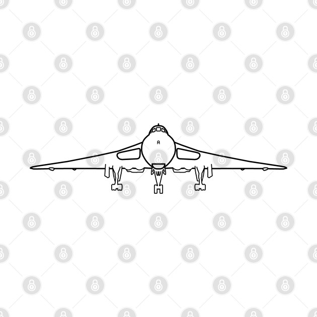 Avro Vulcan classic aircraft wheels down front and back outline graphic (black) by soitwouldseem