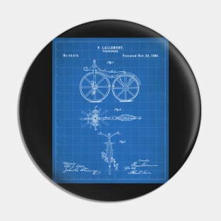 Bicycle Patent - Cycling Cyclist Bike Riding Fan Art - Blueprint Pin