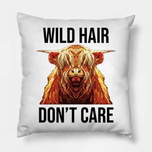Yak Cow Funny Wild Hair Don't Care Pillow