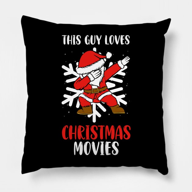 This Guy Loves Christmas Movies Funny Christmas Pillow by Hiyokay