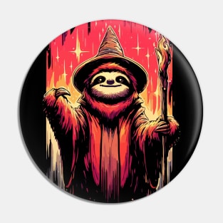 Retro Sloth Wizard Pin