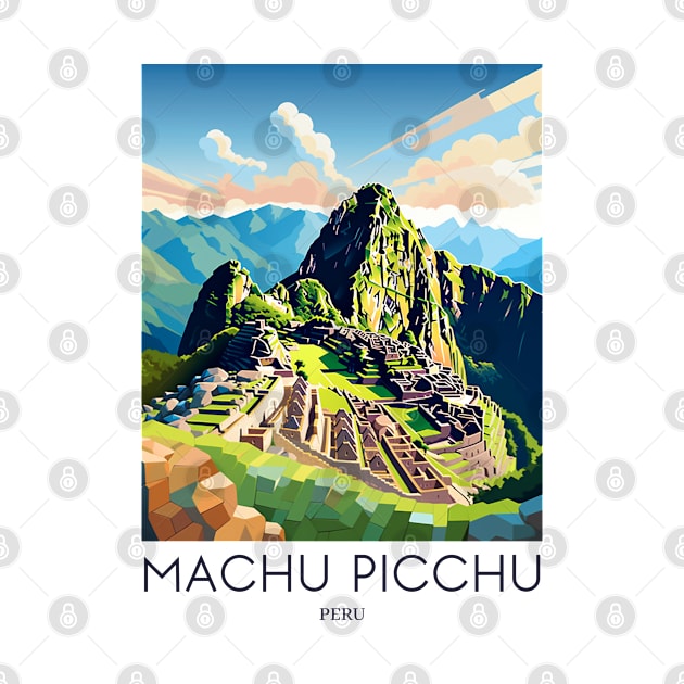 A Pop Art Travel Print of Machu Picchu - Peru by Studio Red Koala