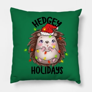 Hedgy Holidays, Cute Adorable Hedgehog Design for Christmas or Xmas Pillow