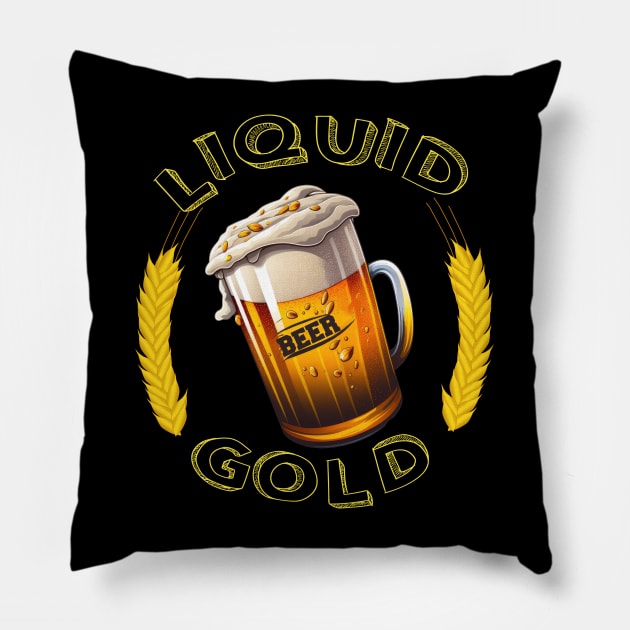 Beer - Liquid Gold Pillow by i2studio