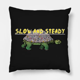 Slow and steady tortoise and the hare pink Pillow