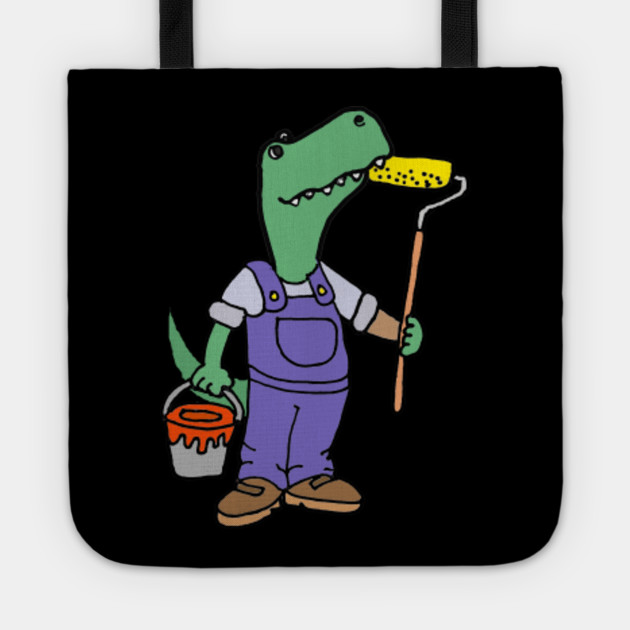 Cute Green T Rex Dinosaur House Painter Painter Tote Teepublic