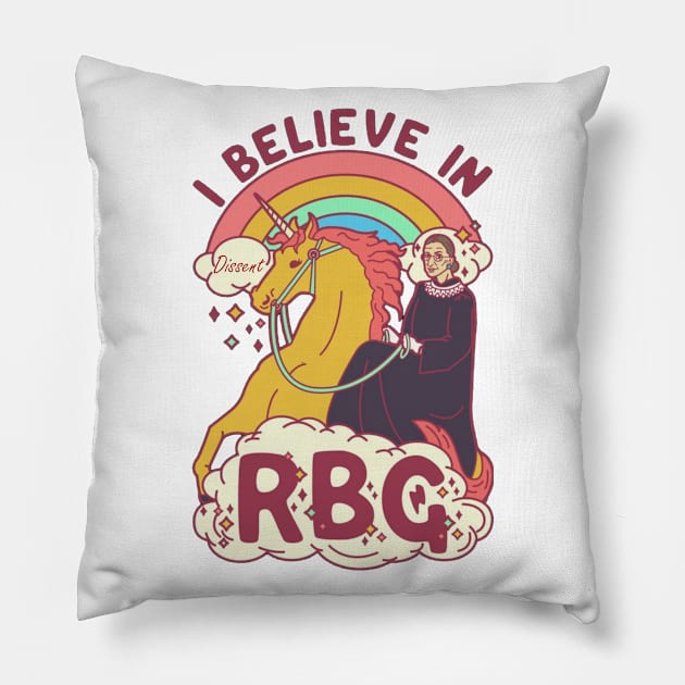 Notorious RBG Ruth Bader Ginsburg Dissent Feminist Gift Pillow by GoodArt