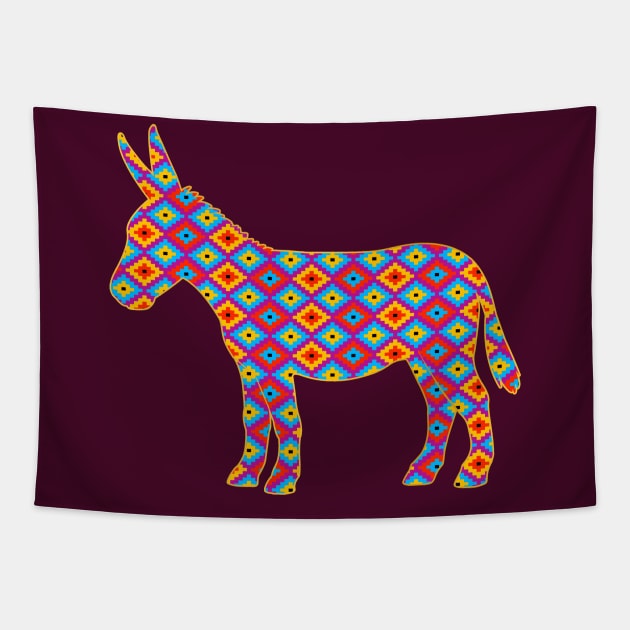 Donkey with Colorful Pattern Tapestry by PenguinCornerStore
