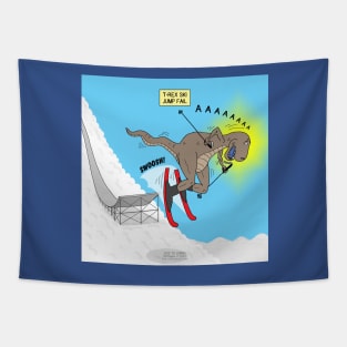 T-Rex Ski Jump Fail Tapestry