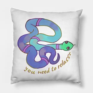 Cute watercolor snake you need to relax Pillow