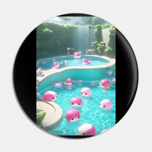 Cute Kawaii pool fluffy art Pin