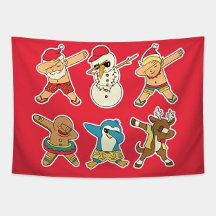 Cute Dabbing Christmas Characters // Dabbing Santa, Snowman, Rudolph, Elf and more Tapestry