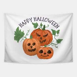 Happy Halloween Pumpkins Tapestry