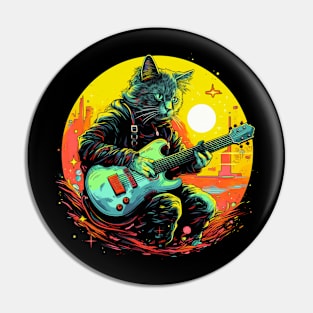 Cat Playing Guitar Funny Cat With Guitar Cute Cat Guitar Pin