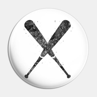 Baseball bat black and white Pin