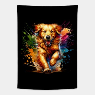 Golden Retriever Dog watercolor splash Tapestry