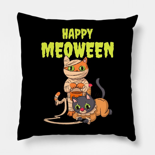 Cat Halloween Mummy Gift Pillow by Anassein.os