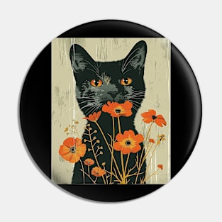 British Shorthair Cat Flowers Photo Cat Lover Gift Pin