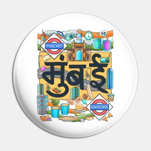 Mumbai City Hindi Color Doodle Pin