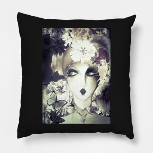 hazy art deco fashion collage poster Pillow