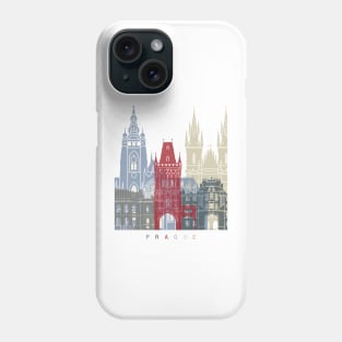 Prague skyline poster Phone Case