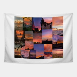 sunset aesthetic collage Tapestry