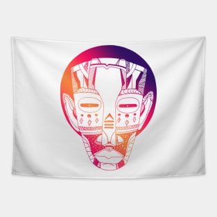 Sunset Sky African Mask No 3 Tapestry