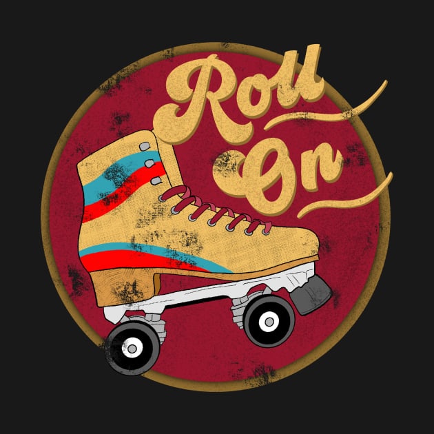 Roll On Vintage Distressed 70s Retro Roller Skate by ksrogersdesigns