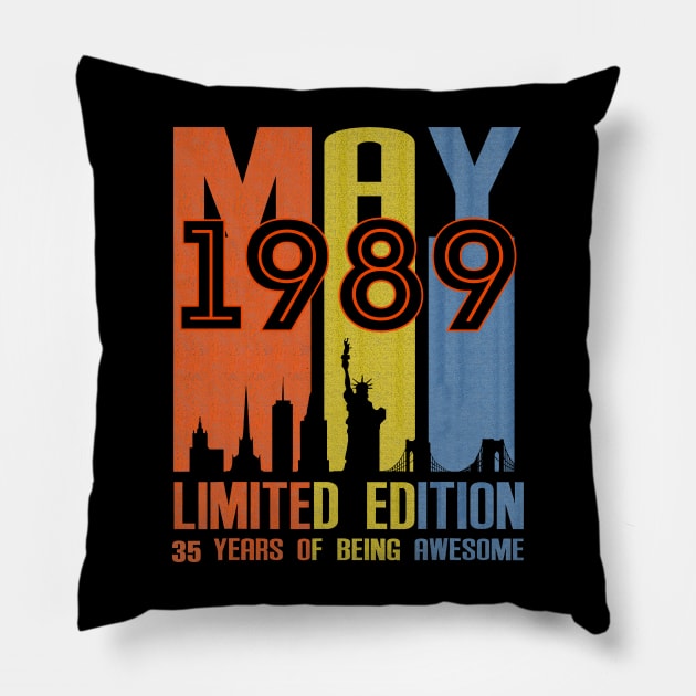 May 1989 35 Years Of Being Awesome Limited Edition Pillow by SuperMama1650