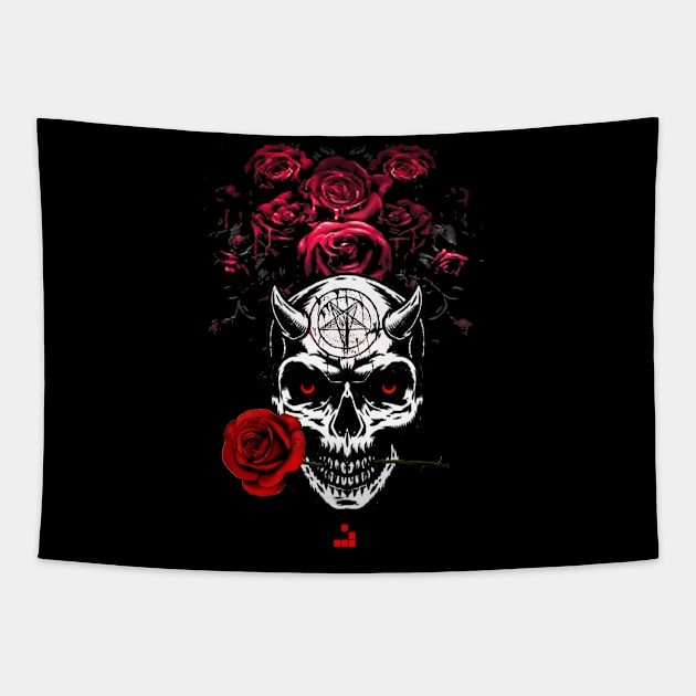 Skull'N Roses Alternative Version Tapestry by lojahackingx