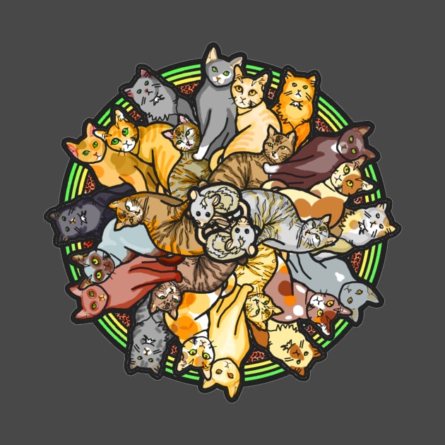 Cat Mandala - Cat Cyclone by Bits