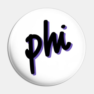 Greek Alphabet: phi (black-purple) Pin