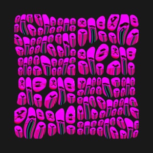 Psychedelic abstract Bird Design pattern bubbles in Pink T-Shirt