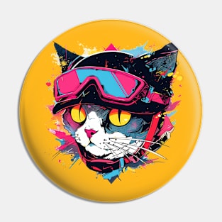 cat biker Pin