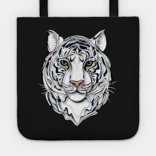 Continuous Line White Tiger Portrait. 2022 New Year Symbol by Chinese Horoscope Tote
