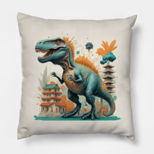 Dinosaur pastel colours digital painting Pillow