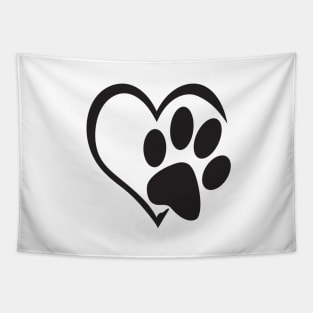 Dog Paw Love Heart Tapestry